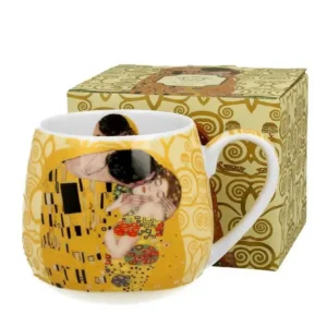 Hrnek Klimt s dekorem Polibek světlý – baňatý porcelánový hrnek 430 ml