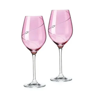 Růžové sklenice na víno s křišťály Swarovski