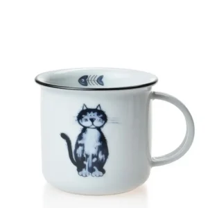 Porcelánový hrnek 250 ml s dekorem černobílé kočičky