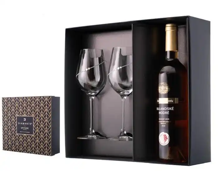 Dárkový set na víno – 2 sklenice 360 ml s křišťály Swarovski v elegantní krabici