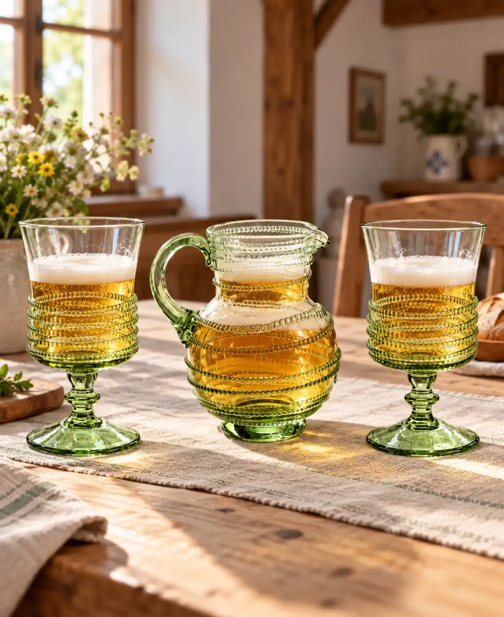 Sklenice na pivo s moderním tvarem a historickými prvky