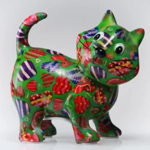 zelená pokladnička ve tvaru kočky pro děti