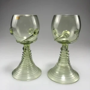 Sklenice z lesního skla na červené víno, sada 2 ks, ručně vyráběné ze zeleného skla