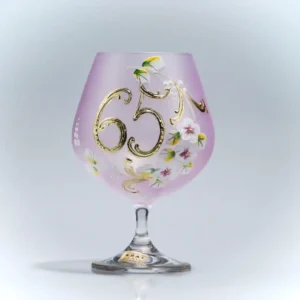 Výroční sklenice k 65. narozeninám růžová