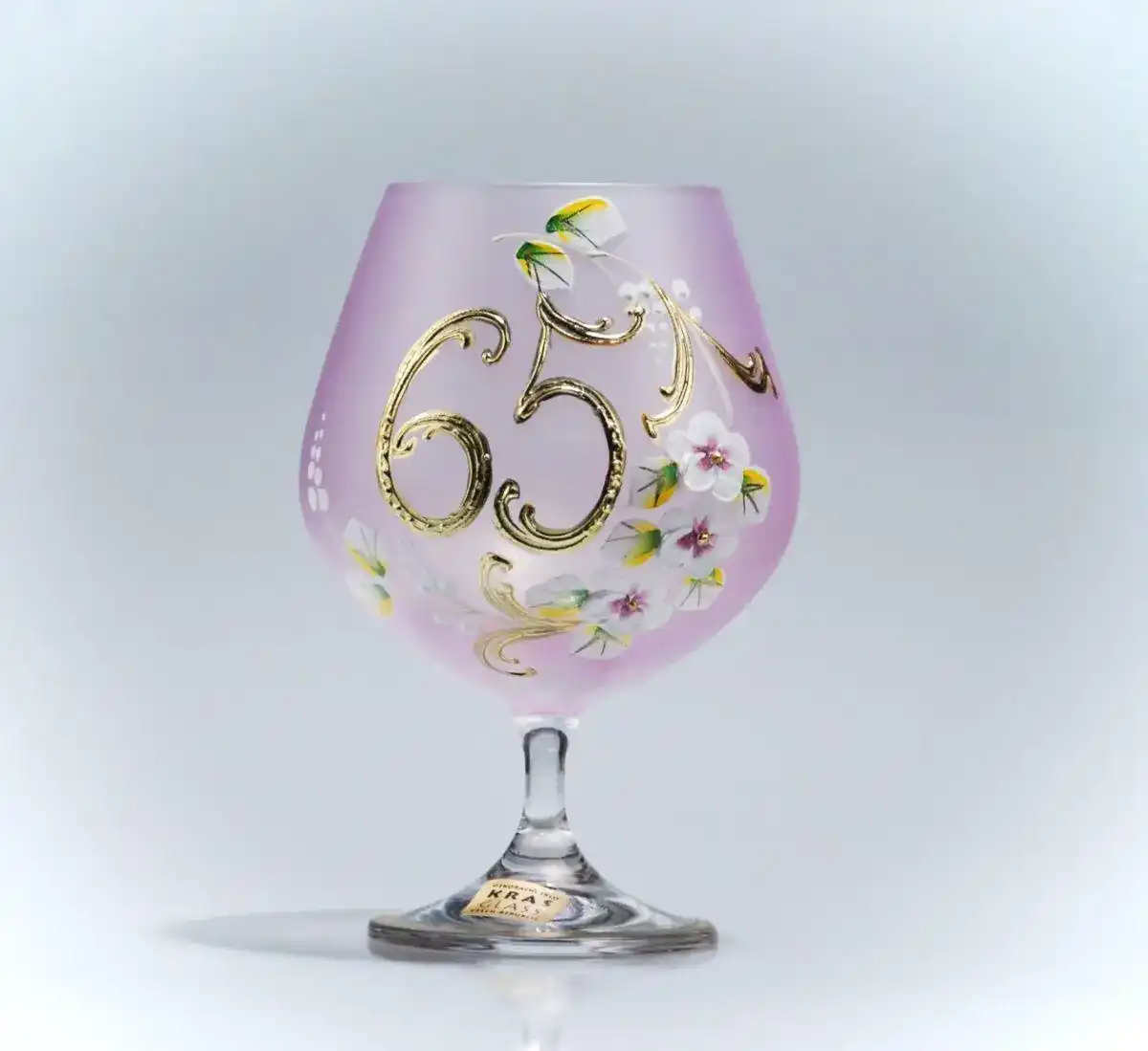 Výroční sklenice k 65. narozeninám růžová