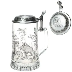 Půllitr s víčkem pro myslivce s motivem divočáka