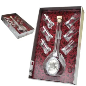 Nápojová souprava pro rybáře s cínovou dekorací rybáře u řeky