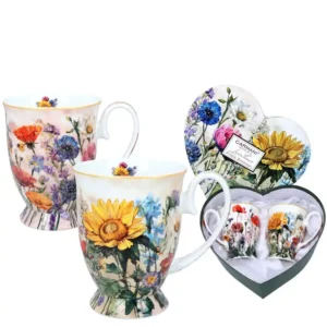 sada porcelánových hrnků zahradní květiny 350 ml