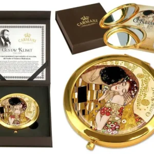 Zrcátko do kabelky Klimt s dekorem Polibek