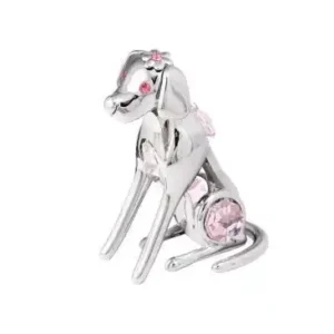 Soška pes Labrador zdobená broušenými kameny