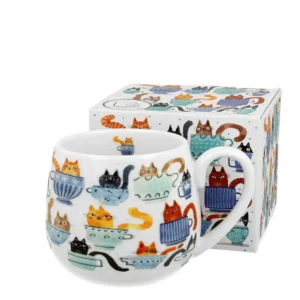 porcelánový hrnek baňatý kočky