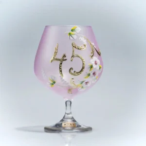 Sklenice k 45. narozeninám růžová v dárkové krabičce