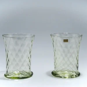 Zelené sklenice na víno bez nožky – sada 2 ks