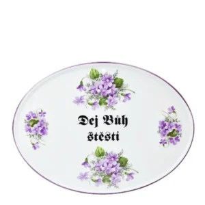 Boží požehnání porcelánová dekorace Dej Bůh štěstí Fialky