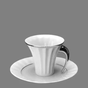 Luxusní šálek Egypt bílý s platinou a podšálkem