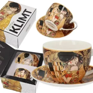 Porcelánový šálek s podšálkem na kávu Klimt s motivem Polibek