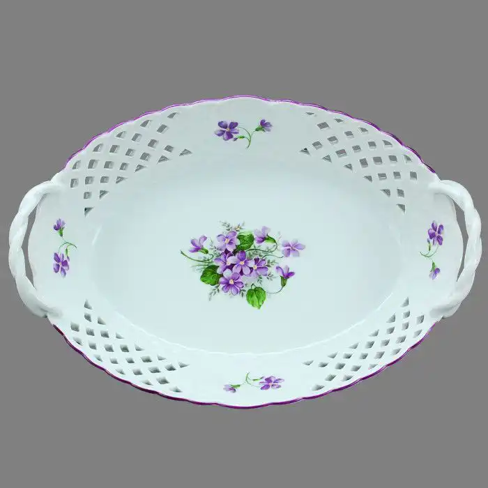porcelánový podnos s dekorem fialek