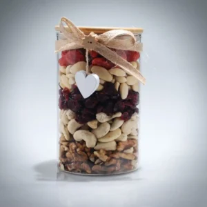 skleněná dárková dóza ořechů a sušeného ovoce 620 g
