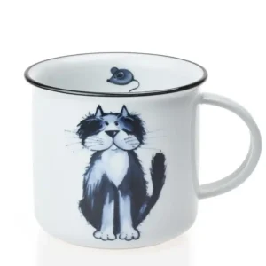Porcelánový hrnek 380 ml černobílá kočka