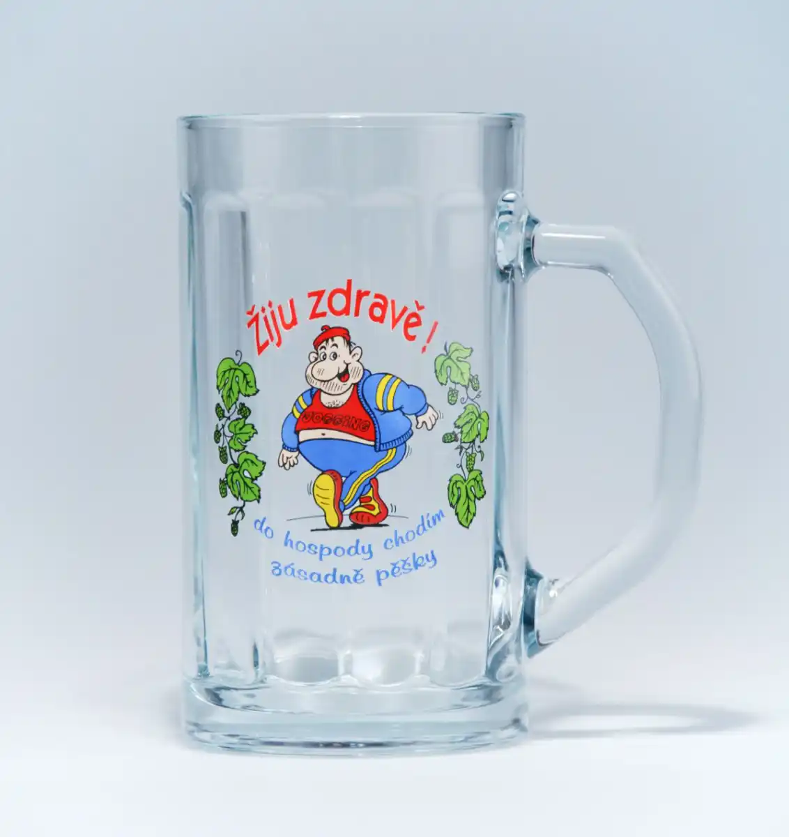 Pivní půllitr s vtipem Žiju zdravě