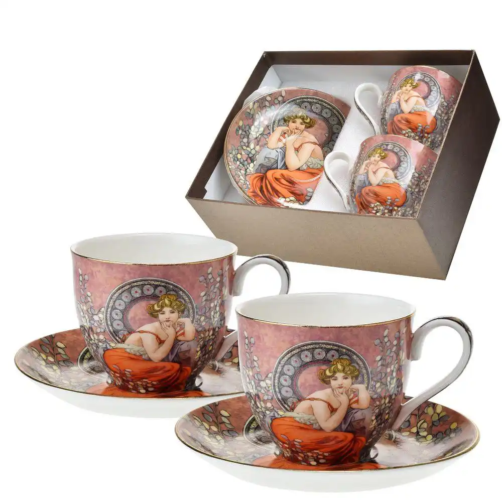 Šálek s podšálkem Mucha sada 2 ks