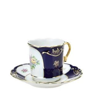 Luxusní šálek s podšálkem s kobaltovou modří a zlatým lemem