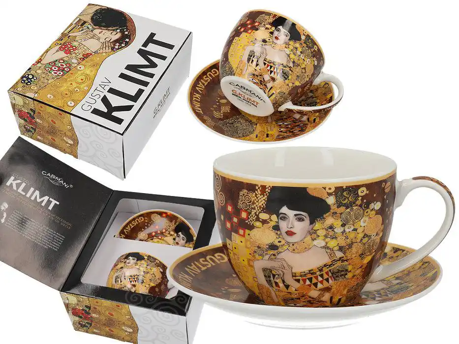 Porcelánový šálek Klimt a podšálku s dekorem Adele pro milovníky kávy