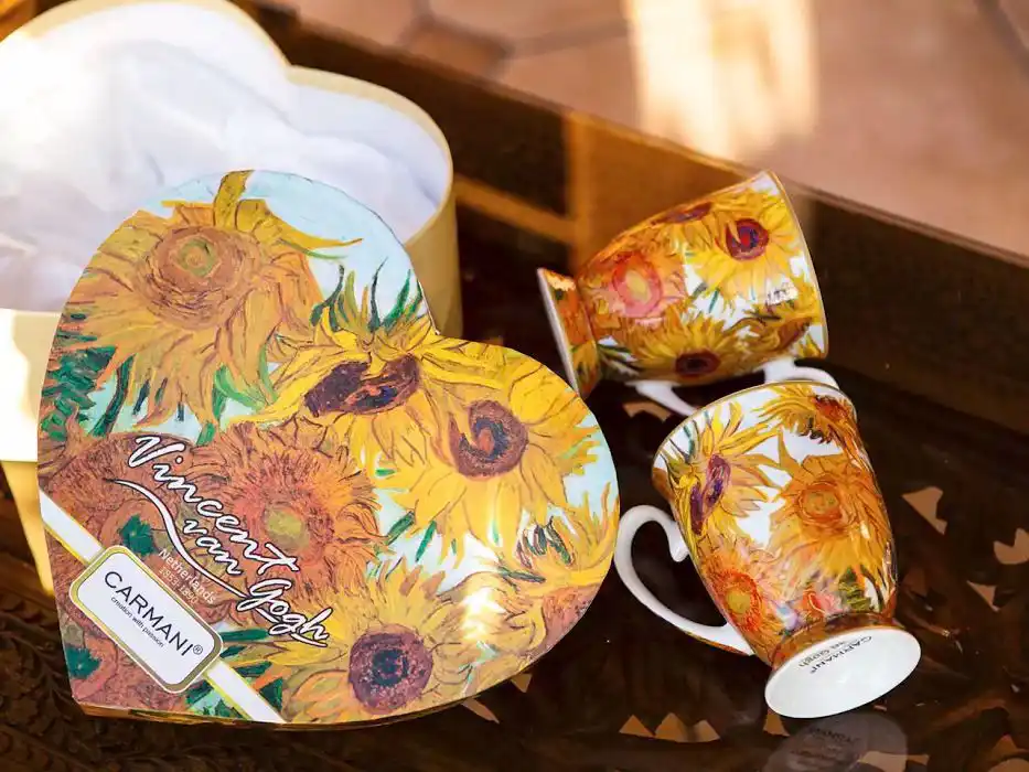porcelánová sada hrnků s motivem Slunečnice