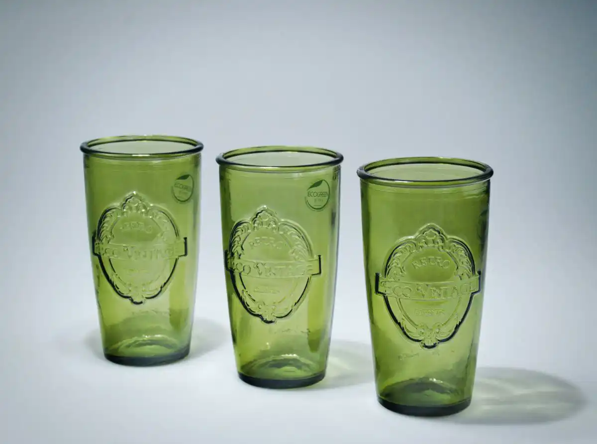 San Vidrios Sklenice ECOVINTAGE 0,4L olivově zelená - Obrázek 2