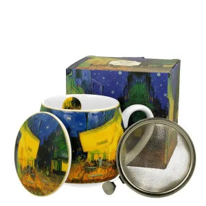 Hrnek se sítkem a pokličkou Van Gogh Terasa noční kavárny 430 ml