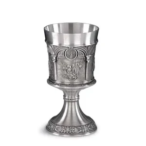 Cínový kalich 250 ml na víno s historickým reliéfem