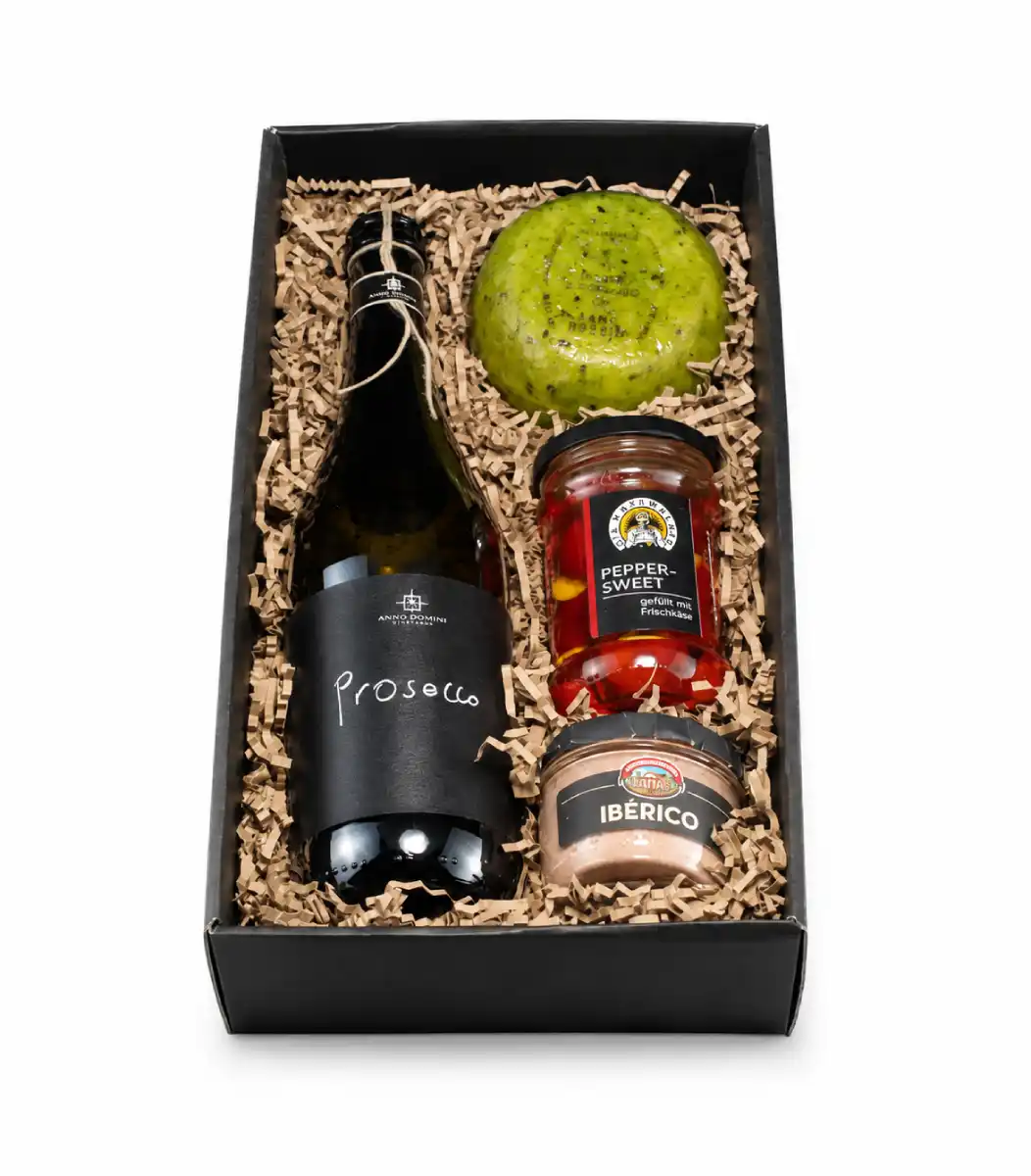 Dárkový set s Proseccem, goudou a paštikou Iberico
