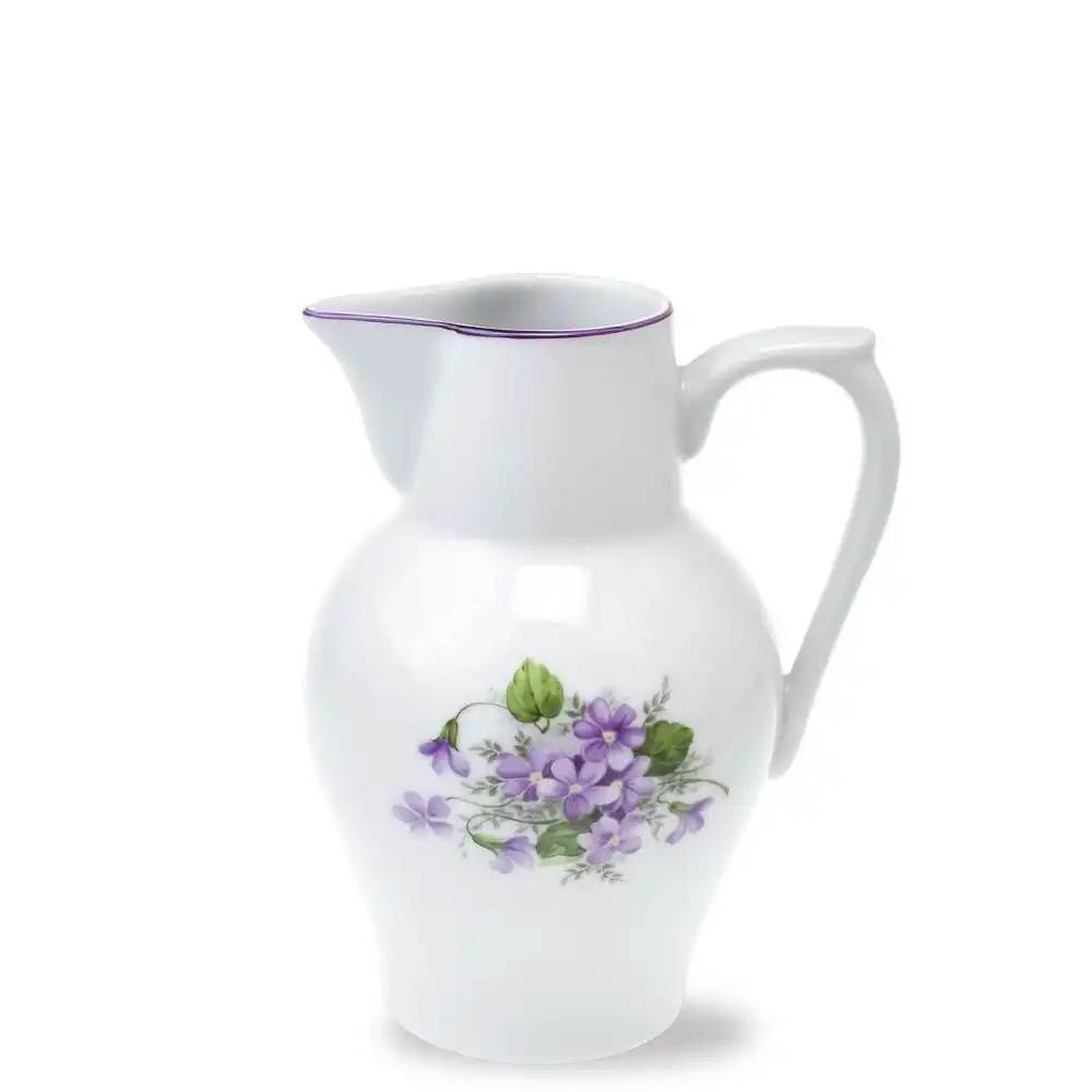 Porcelánový džbán 900 ml s fialkami z českého porcelánu