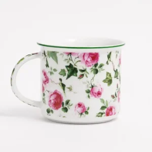 porcelánový hrnek 250 ml s dekorem růží a břečťanu