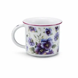 Porcelánový hrnek na espresso s dekorem macešek