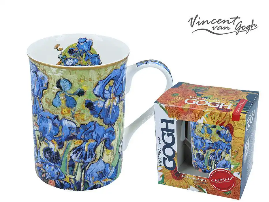 Designový porcelánový hrnek s květy od Van Gogha