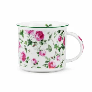 porcelánový hrnek 380 ml s dekorem růží a břečťanu