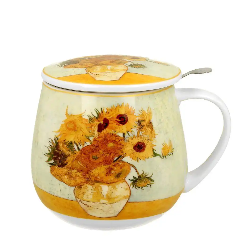 hrnek s dekorem Van Gogh se sítkem a víčkem