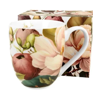 Porcelánový hrnek s květy magnólie – dárkový porcelán o objemu 1 litr