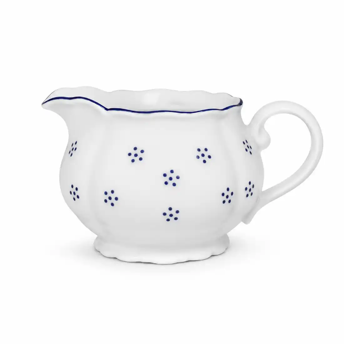 Porcelánová mlékovka 350 ml s modrými tečkami Valbella modrá