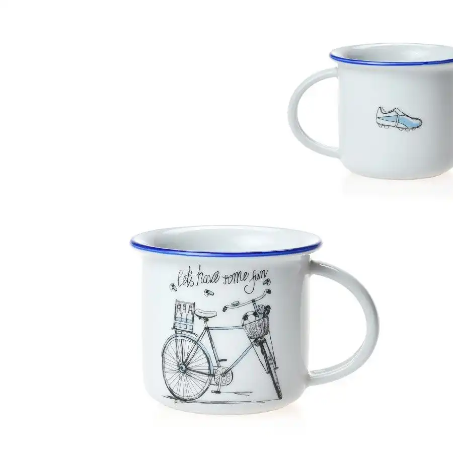 porcelánový hrnek na espresso 100 ml s dekorem pánské kolo