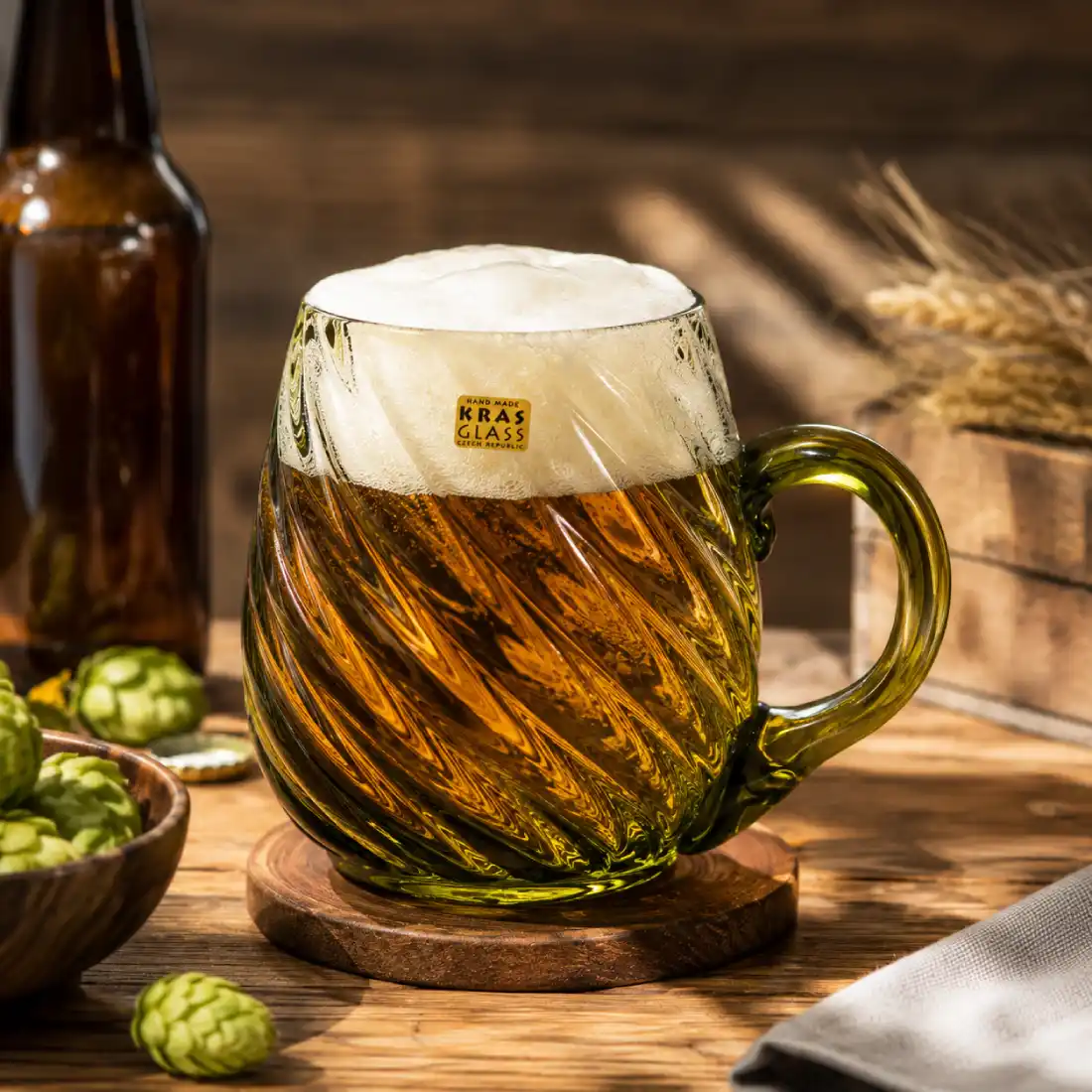 Půllitr na pivo z lesního skla