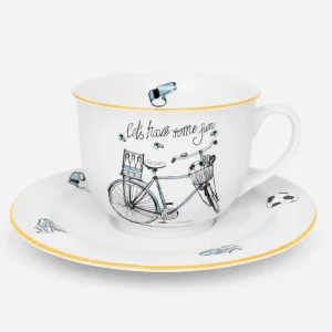 Velký porcelánový hrnek 500 ml s talířkem