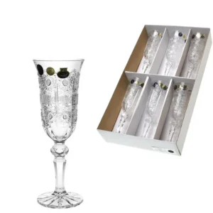 Broušené sklenice na šampaňské 150 ml sada 6 kusů brus 500PK