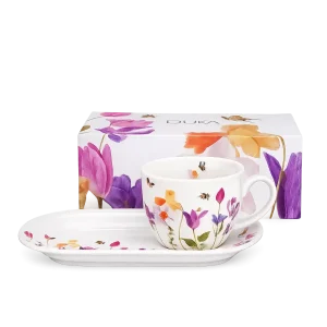 Porcelánový šálek s podšálkem 450 ml s dekorem jarních květin