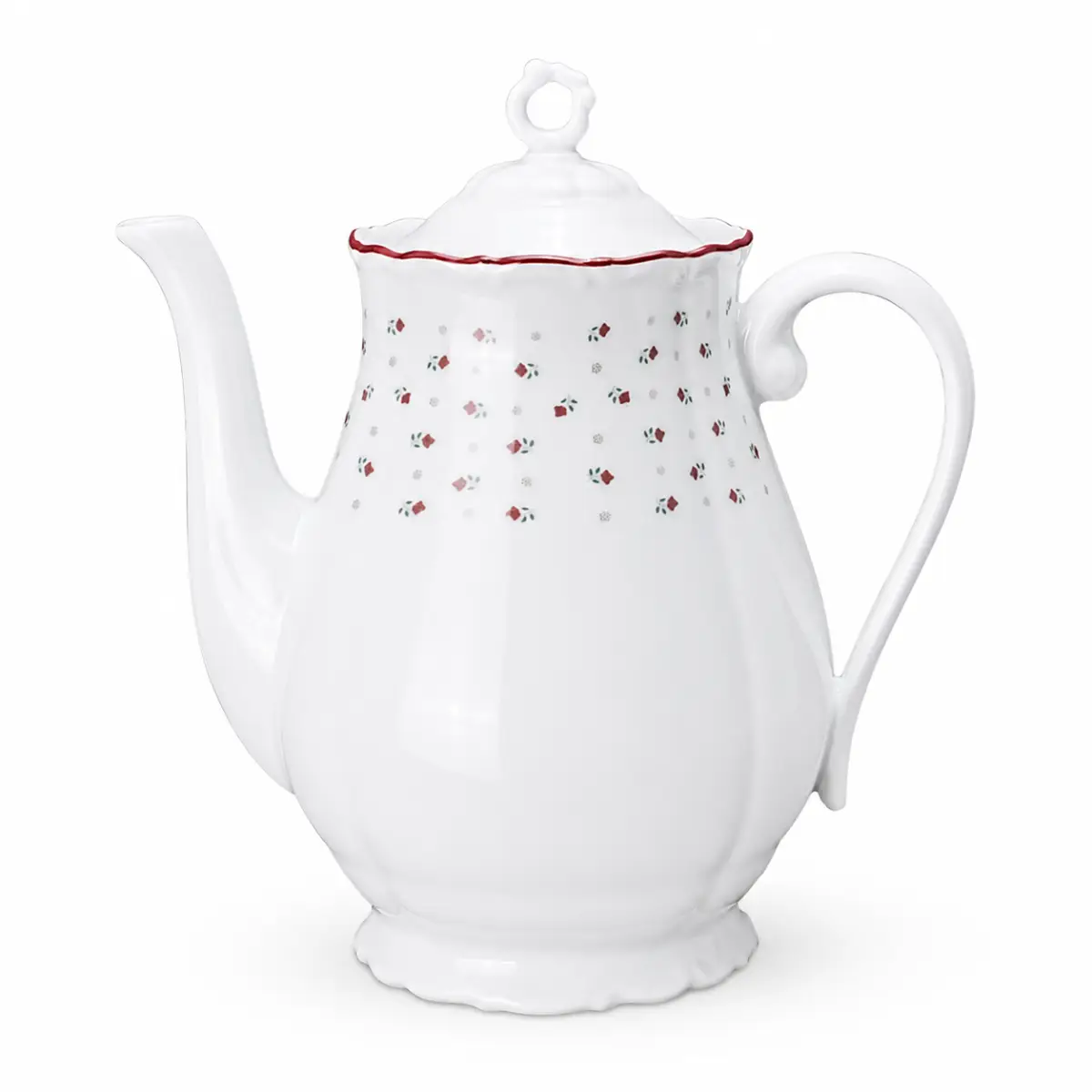 Porcelánová konvice na kávu Francesca s dekorem drobných růžiček.