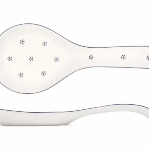 Porcelánová odkládací lopatka na vařečky s modrými tečkami