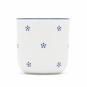 Porcelánový pohárek 270 ml s modrými tečkami